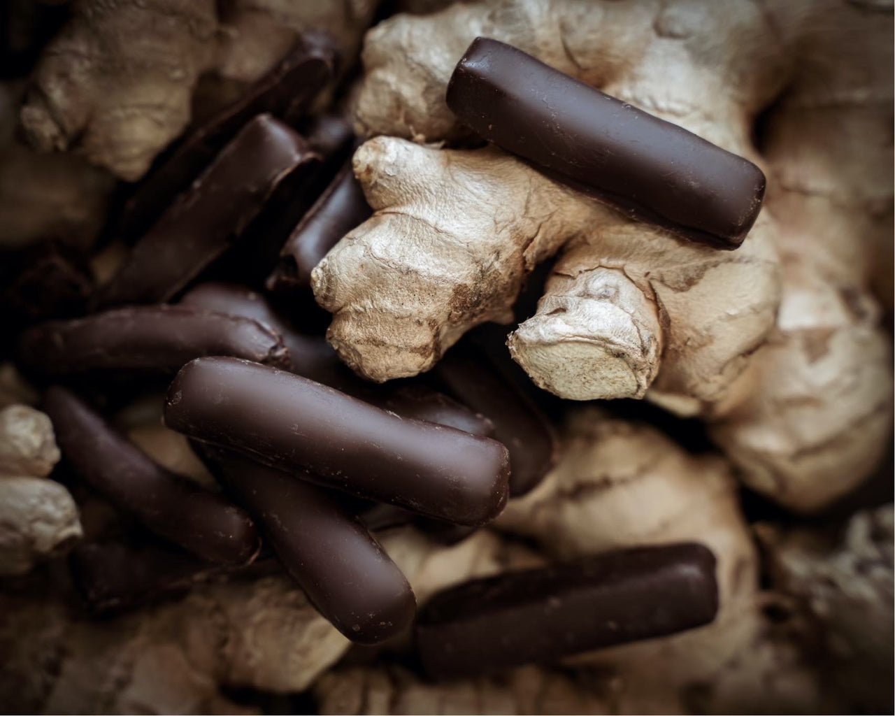 kanderad ingefära i fin mörk choklad