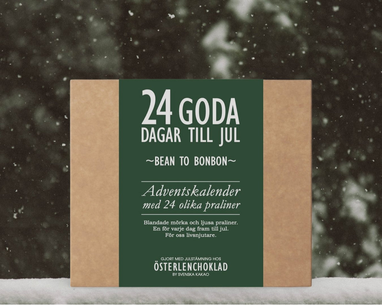 chokladkalender till jul. en lyxig julkalender för vuxna finsmakare från en äkta chokladfabrik på Österlen