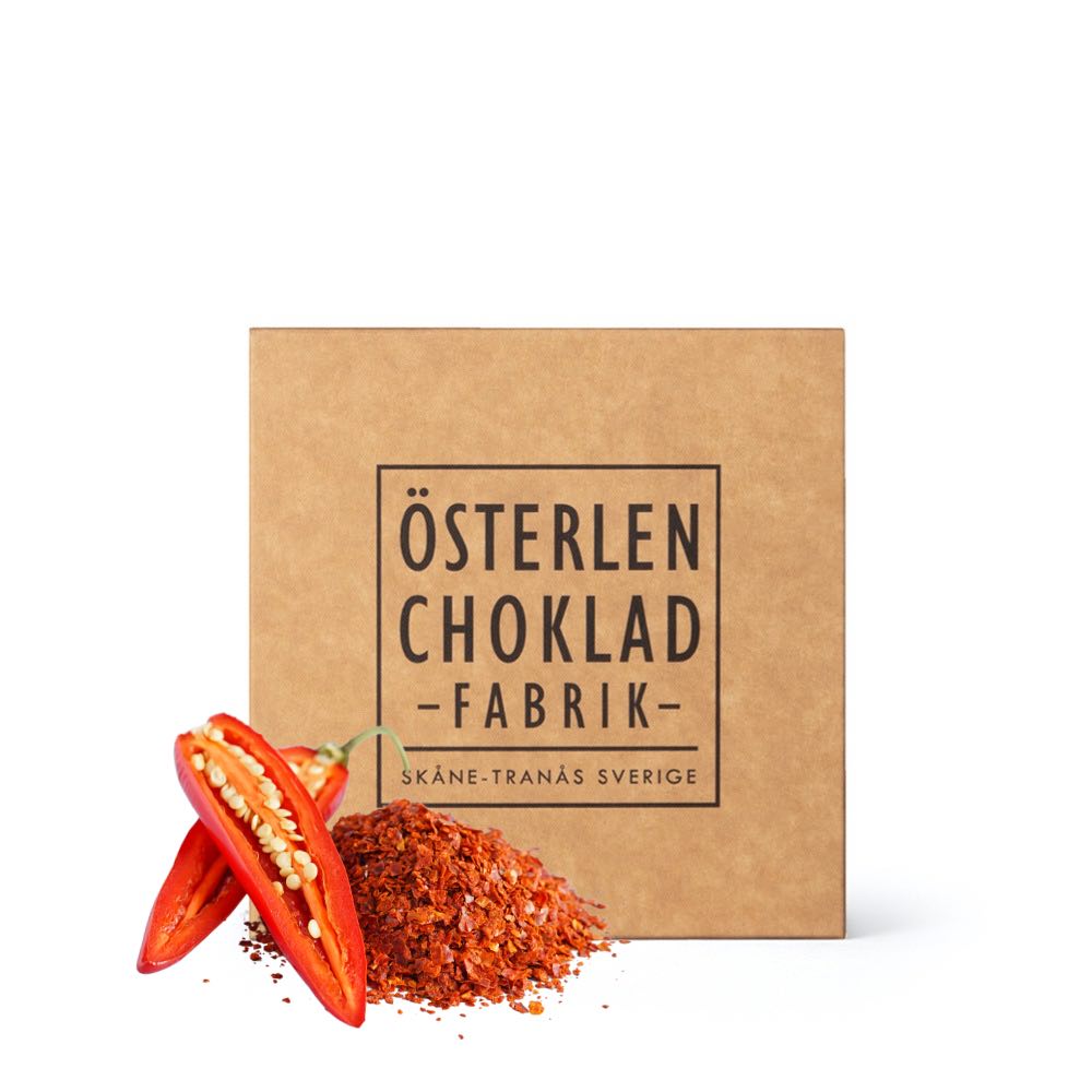 chokladask med chili praliner från Österlens chokladfabrik