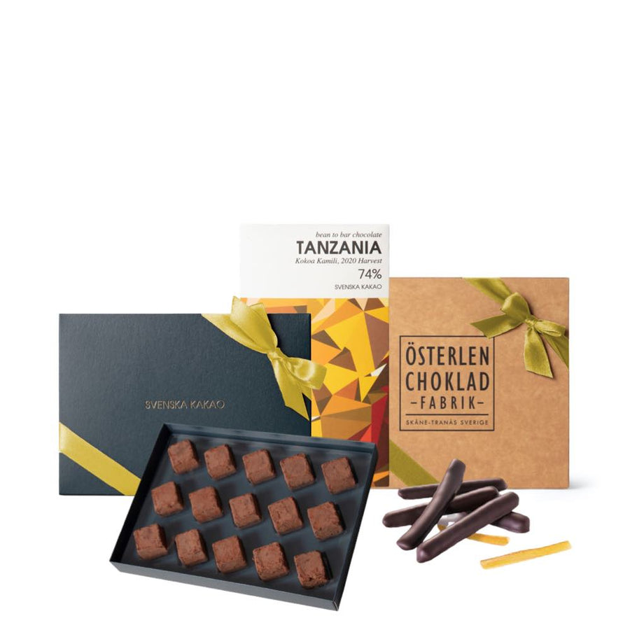 Påskchoklad present med tryfflar och praliner