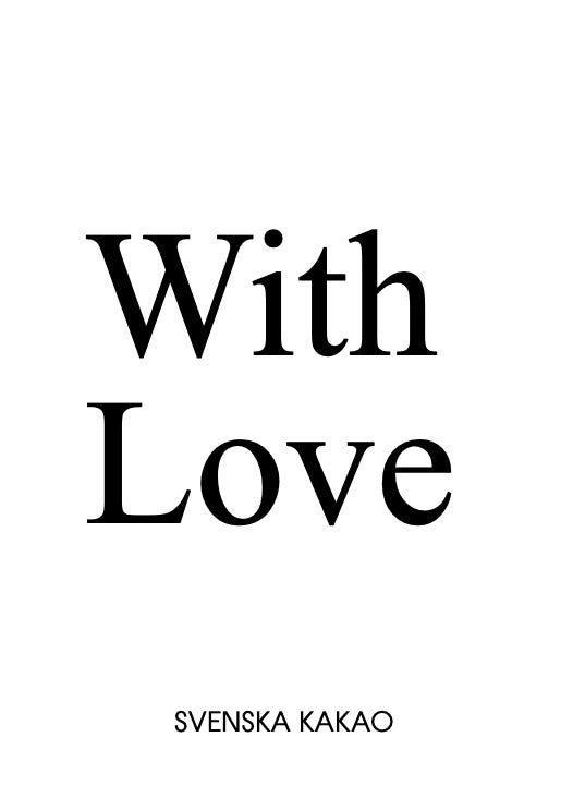 Digitalt presentkort på choklad med hälsningskort där det står love