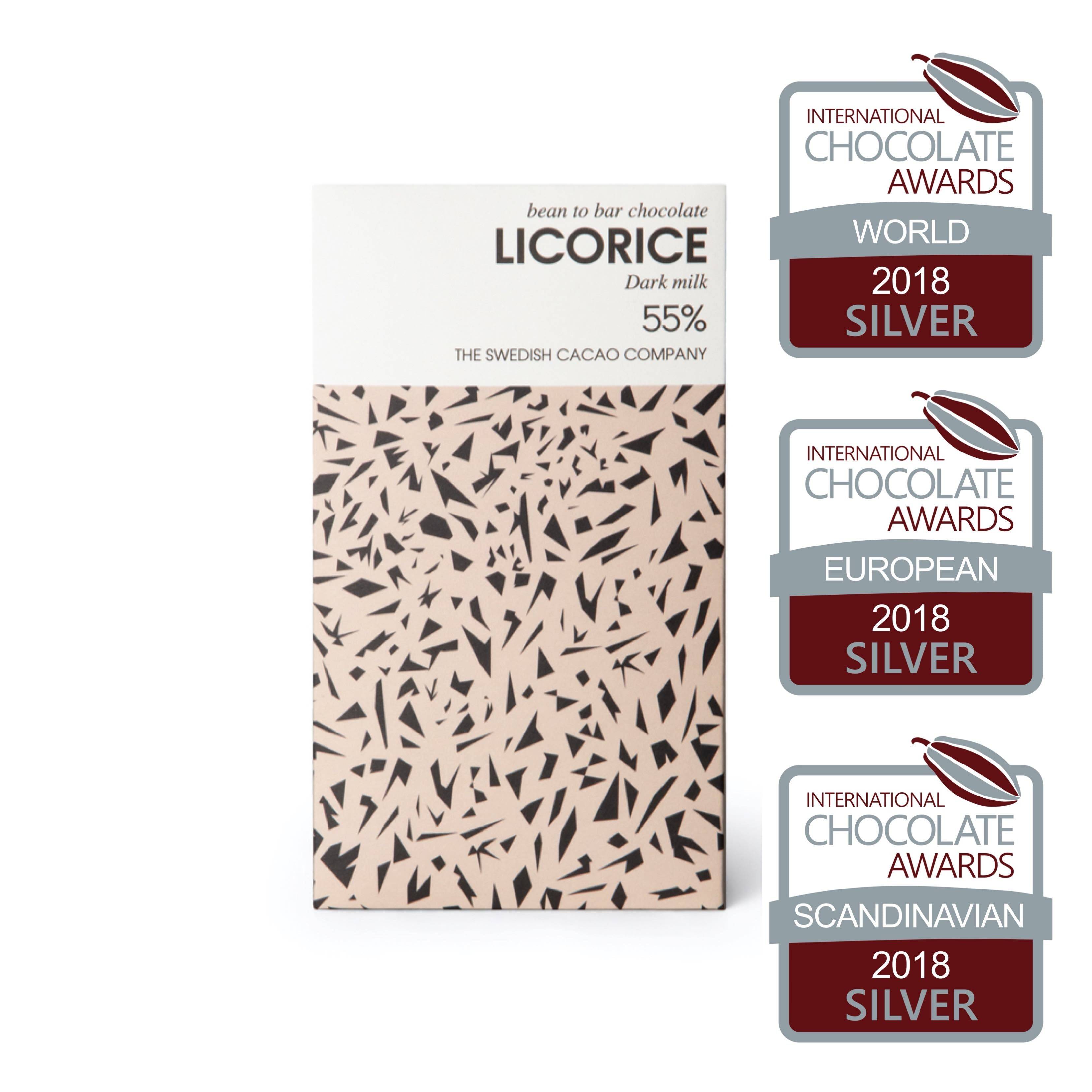 Dark milk chocolate with Italian licorice 55%